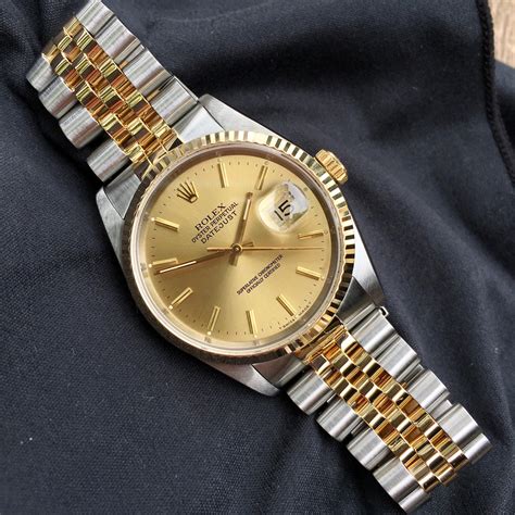 rolex datejust 16233 stainless steel champagne dial 36mm automatic watch|rolex 16233 day date.